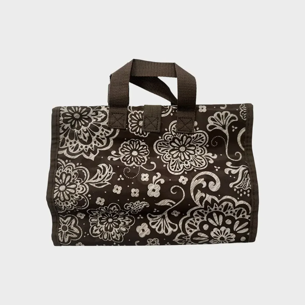 Thirty One Timeless Beauty Travel Cosmetic Bag Brown Floral